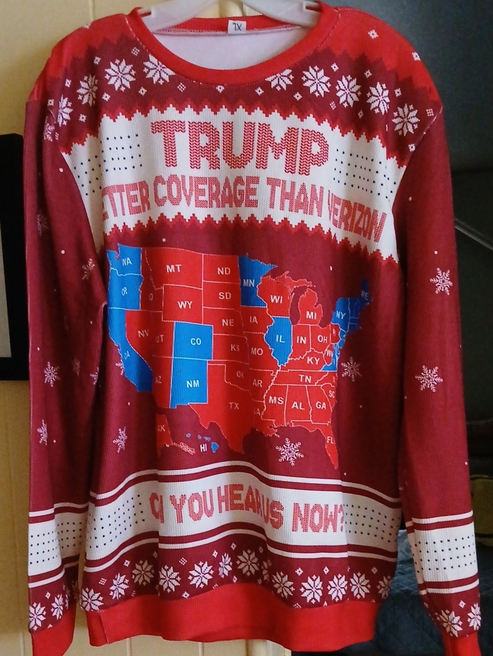Red Graphic Holiday Trump Sweater - Unbranded